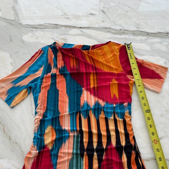 ETRO RED MULTI VISCOSE SHORT SLEEVE DRESS SIZE IT 42 / US 6 - Picture 12 of 17